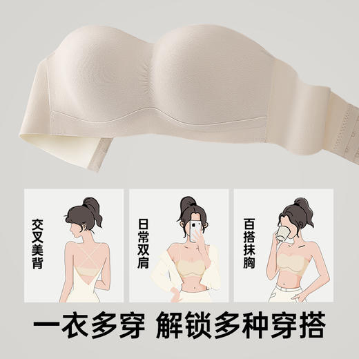 A3-【A-B杯】【无肩带内衣】【小胸聚拢显大】润微无肩带不会掉 防滑抹胸美背无痕文胸罩内衣女 不会掉【小胸-半杯】 商品图4