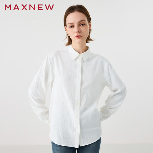 【衬衫】柔软棉感长袖衬衫1N4222304 商品图0