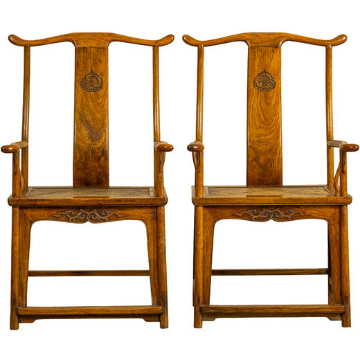 清 黄花梨龙纹四出头官帽椅（一对） 商品图5