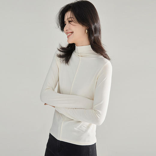【高货sh】全新升级【铂金会员183/天猫249/差价66】(12513) 洛诗琳秋冬新款桑蚕丝山羊绒修身半高领亲肤弹力打底衫 商品图2