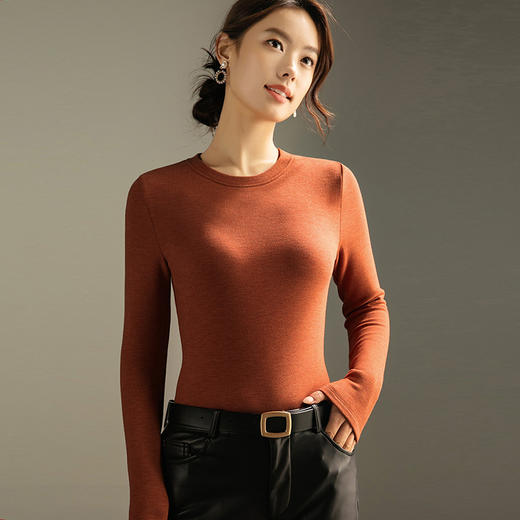 【自】全新升级【铂金会员119/天猫159/差价40】(13515) 洛诗琳秋冬德绒打底衫圆领保暖修身显瘦羊毛 蚕丝蛋白打底衣 商品图4