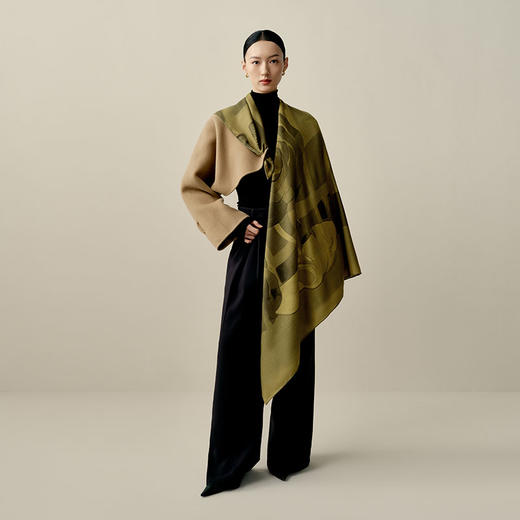 凤凰之家“告白诗”128厘米双面印花丝羊绒围巾 商品图0