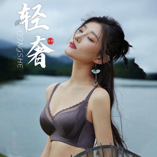 轻薄缎面蕾丝大胸显小，水晶杯内衣聚拢收副乳软钢圈文胸套装XY- 3317 商品图1