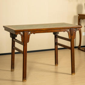 清 黄花梨镶绿石夹头榫如意云纹小画案