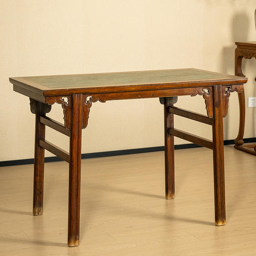 清 黄花梨镶绿石夹头榫如意云纹小画案 商品图0