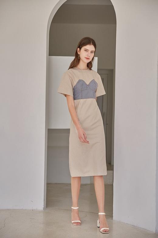 DAMO WANG/王大墨 拼色胸衣式收腰连衣裙 14088 商品图2