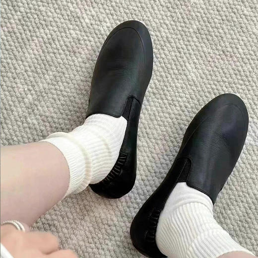 【顺丰包邮】65341 洛诗琳复古极简风进口混种羊皮一脚蹬乐福鞋0126 商品图2