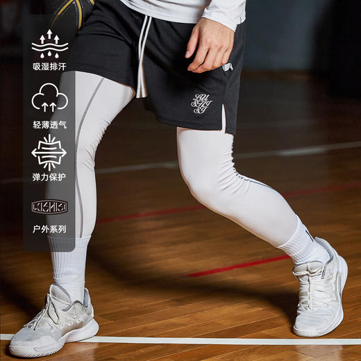 LUSHISILUSHISI高弹训练裤不畏对抗主题打底透气健身运动九分长裤男 商品图4