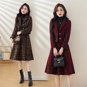 加厚保暖冬款日韩时尚气质显瘦毛呢保暖套装HR-LDB7302