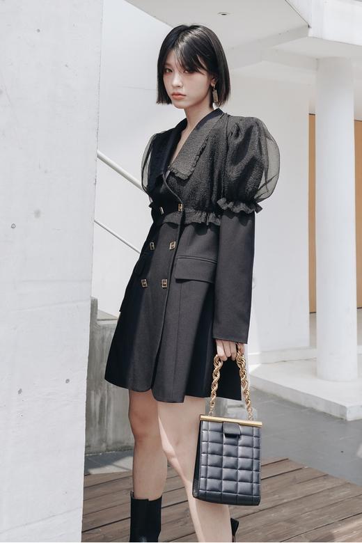 ANSUABEL 设计感小众欧根纱拼接西装连衣裙 14134 商品图3