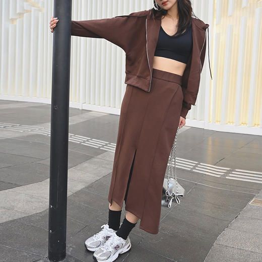 【顺丰包邮】99804 洛诗琳美式时髦连帽卫衣气质半身裙两件套568 商品图3