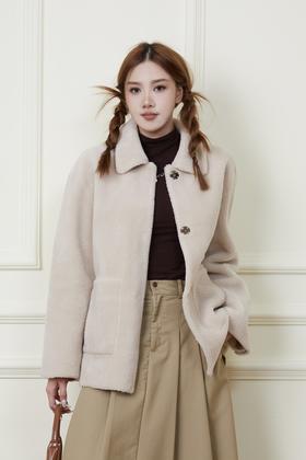 amadella 米色羊羔绒棉服外套 19128