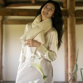 牧衣游原创 炒色提花羊毛混织羽绒围巾保暖 一何【不支持会员折】