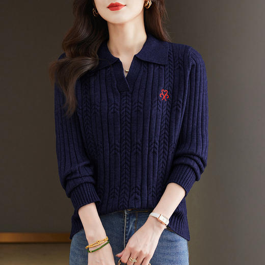 CC-66-5872    polo领毛衣女款2024新款秋冬季时尚洋气翻领针织上衣打底小衫春秋 商品图1