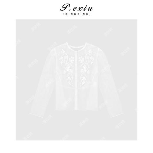 03-4潘依绣丁丁宠粉PanYiXiu/潘依绣【葡萄】100%苎麻清冷优雅刺绣长袖衬衫 W-62336 商品图1