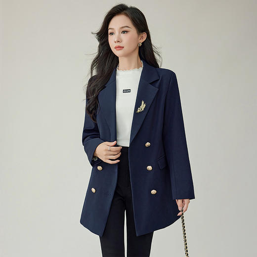奢姿2025春装新款胖妹妹大码女装翻领小个子法式气质职业西装外套9943362078 商品图0