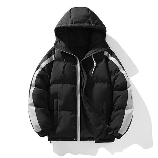 【潮牌条纹拼接加厚棉服】冬季保暖抗寒 情侣宽松连帽面包服棉服 商品图9