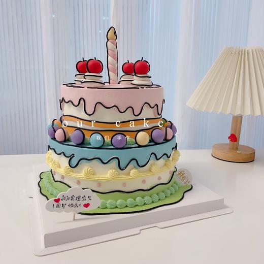 二次元生日蜡烛双层蛋糕-低糖处理无添加 商品图1