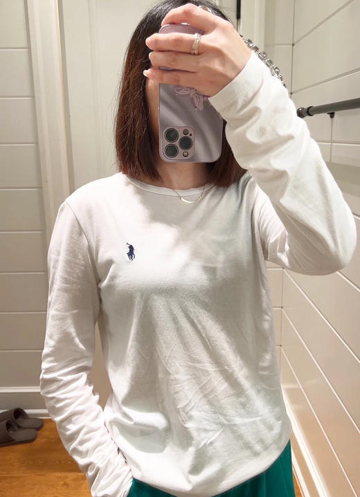 1124-1 基础跑量 小马刺绣 软糯长绒棉 圆领长袖T恤 打底外穿  万金油单品 商品图4