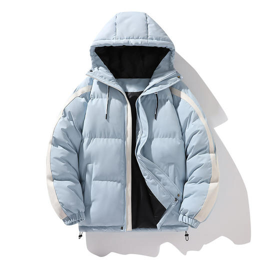 【潮牌条纹拼接加厚棉服】冬季保暖抗寒 情侣宽松连帽面包服棉服 商品图4