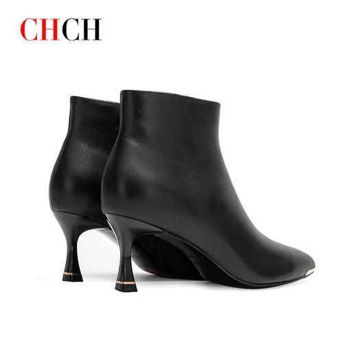 CHCH平衡鞋2024秋冬新品细跟羊皮时装靴时尚侧拉链休闲女靴CO2B6101 商品图2