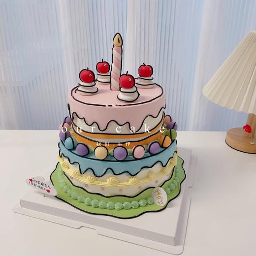 二次元生日蜡烛双层蛋糕-低糖处理无添加 商品图2