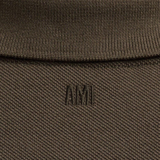 AMI 男士徽标刺绣棉质短袖 Polo衫 咖啡色 UPL001 760 221 商品图3