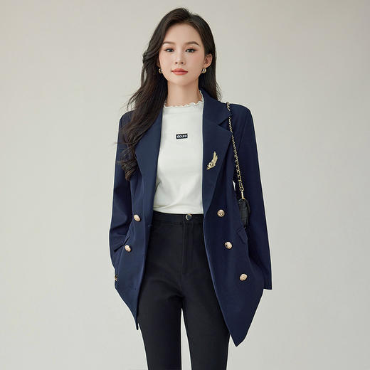 奢姿2025春装新款胖妹妹大码女装翻领小个子法式气质职业西装外套9943362078 商品图2
