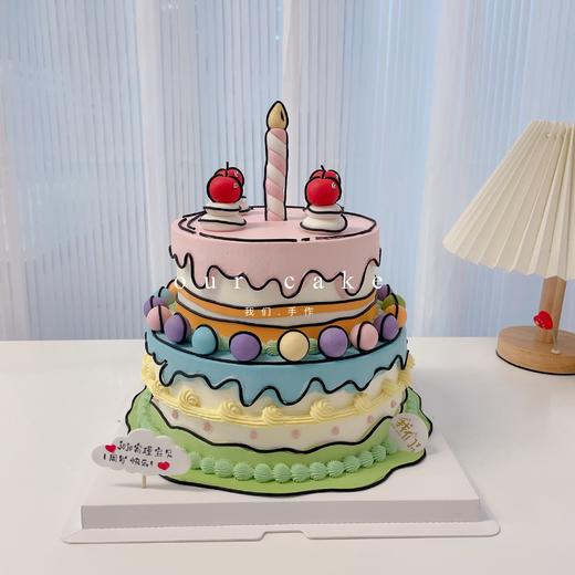 二次元生日蜡烛双层蛋糕-低糖处理无添加 商品图0