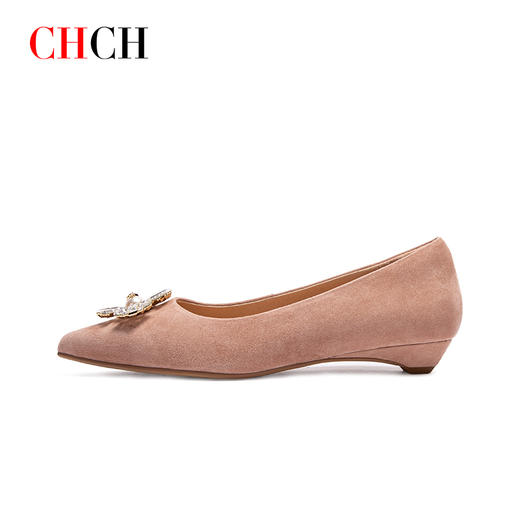 2024秋冬新品女王新款通勤气质羊绒浅口平底单鞋CO2B5101 商品图3