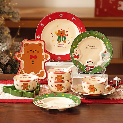 摩登主妇圣诞碗碟套装餐具礼盒家用陶瓷碗筷盘子可爱碗具生日礼物 商品图0