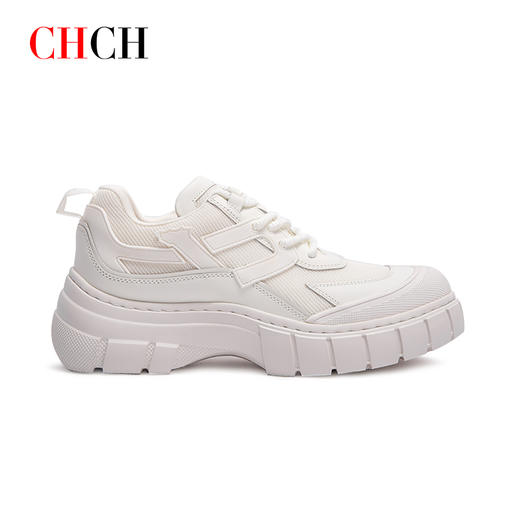 CHCH平衡鞋内增高2024秋冬新品透气牛皮拼接厚底老爹鞋女鞋CO2B5191 商品图1