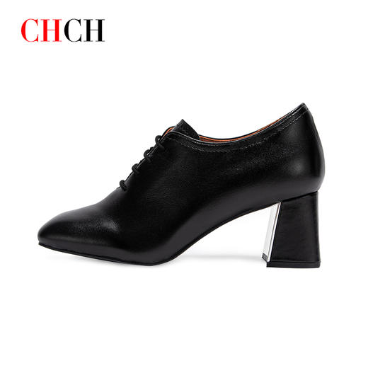 CHCH平衡鞋粗跟单鞋2024秋冬新品小皮鞋上班通勤深口羊皮单鞋CO2B5021 商品图4