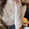 奢姿2025秋冬新款大码女装半高领打底上衣胖妹妹木耳边洋气针织衫9844369166 商品缩略图1