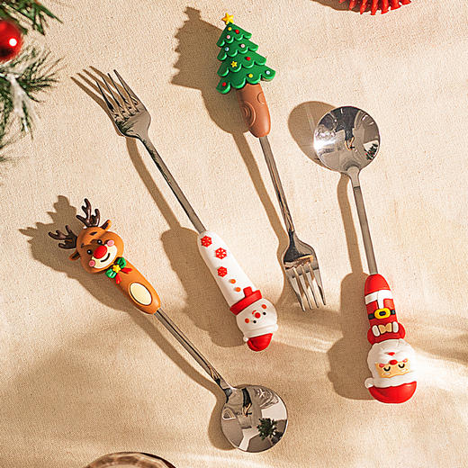 摩登主妇圣诞节礼物礼盒304不锈钢叉勺套装家用高档高颜值甜品勺 商品图4