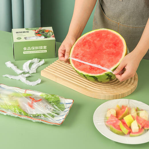 「19.9到手3盒！单盒100只」一次性保鲜膜罩套 食品保鲜袋家用冰箱套碗松紧口居家日用厨房用品 商品图1