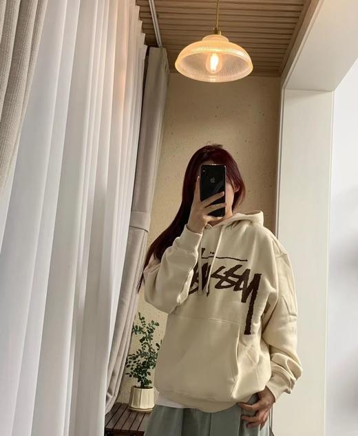 Stu*sy斯图覀 重工大印花情侣款加绒字母连帽卫衣 商品图1