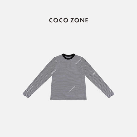 COCO ZONE 设计感条纹长袖T恤撞色圆领显瘦上衣CC1C2303 商品图0