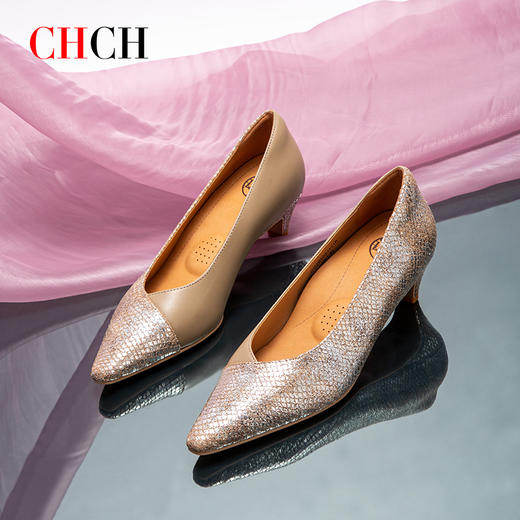 2024秋冬新品韩版羊皮浅口低跟尖头通勤女式单鞋CO2B5031 商品图1