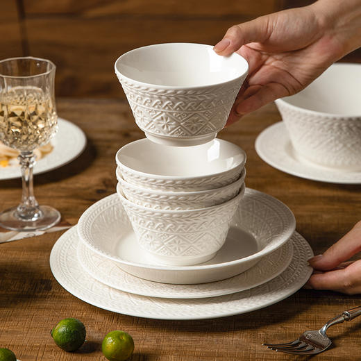 摩登主妇陶瓷餐具白色汤面碗家用2024新款高级感碗具个人专用饭碗 商品图4