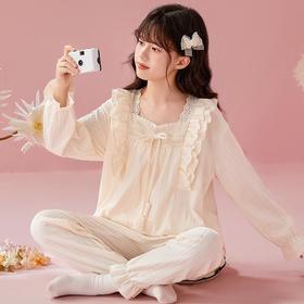 年货节！【漂亮女儿】儿童睡衣女童纯棉长袖春秋冬季宫廷风中大童女孩带胸垫家居服套装