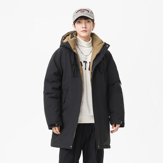 冬季新款【加厚拼连帽外套】棉服男中性风 潮牌中长款工装棉衣 商品图2