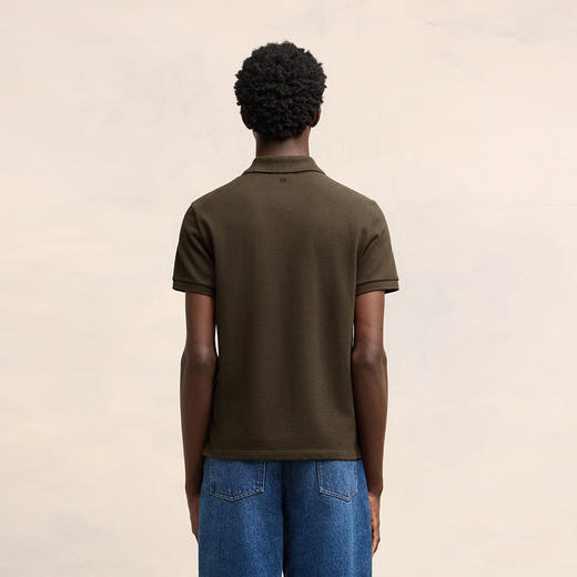 AMI 男士徽标刺绣棉质短袖 Polo衫 咖啡色 UPL001 760 221 商品图2