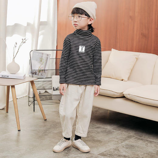 【37.9到手2件】儿童复古条纹长袖丨A类加绒加厚 休闲立领 锁温保暖 商品图2