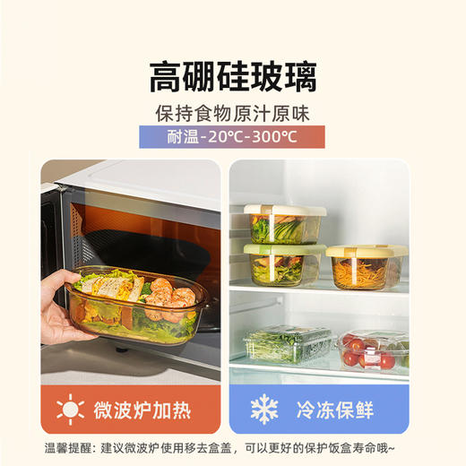 摩登主妇饭盒微波炉加热专用高硼硅玻璃食品级冰箱带饭密封保鲜盒 商品图1