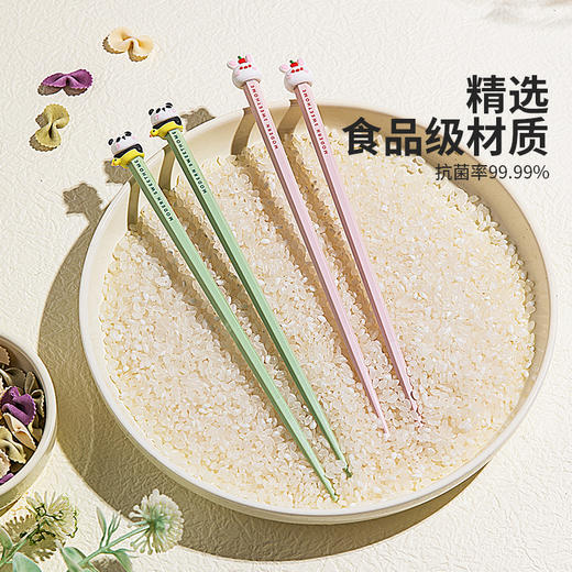 摩登主妇动物派对儿童筷子小学生专用食品级家用高档抗菌防霉筷子 商品图0