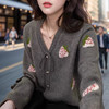 奢姿2024年秋冬新款大码女装减龄V领上衣胖妹妹系绳蝴蝶结针织衫9844353680 商品缩略图4