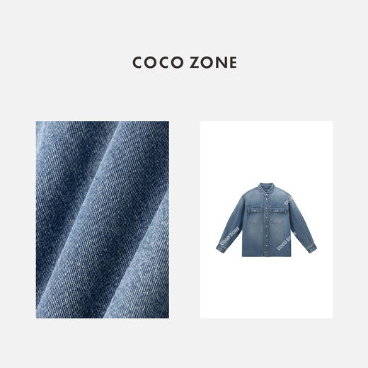 COCO ZONE 100棉复古立领牛仔外套单排扣上衣CC2C1415 商品图2
