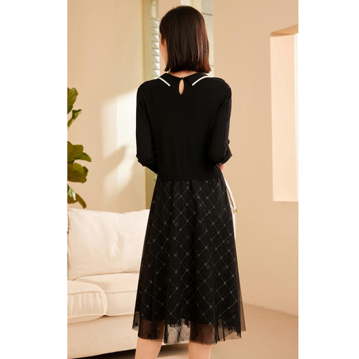 乔万尼假两件小香风时髦拼接撞色小香风连衣裙ET3M780 商品图4