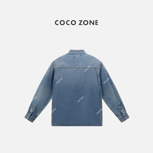 COCO ZONE 100棉复古立领牛仔外套单排扣上衣CC2C1415 商品图1